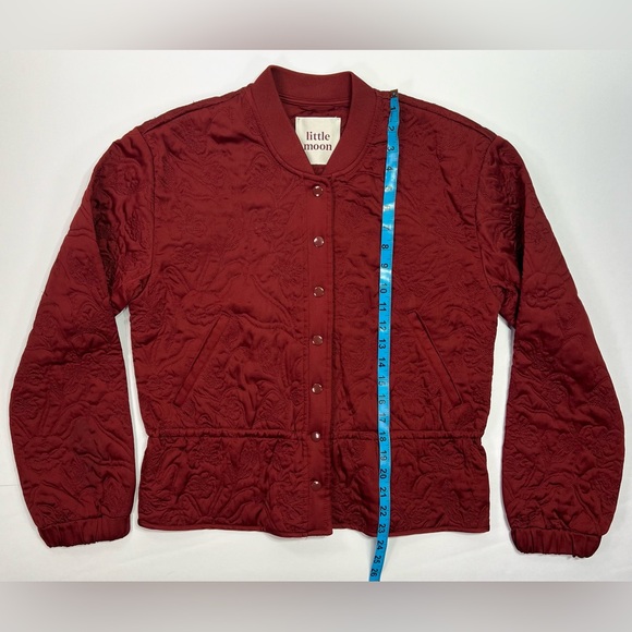 Aritzia Little Moon Floral Embroidered Cinch Waist Jacket - row red, M - Picture 8 of 12